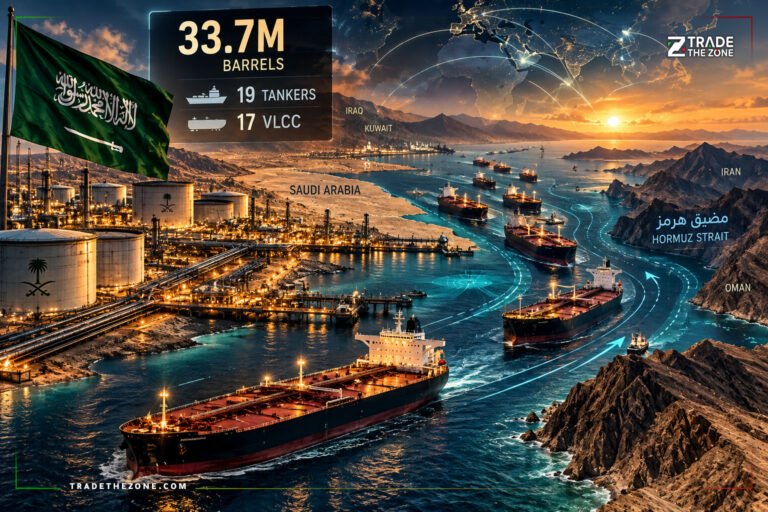 صادرات النفط عبر هرمز تبلغ 33.7 مليون برميل مع تسارع الشحنات السعودية