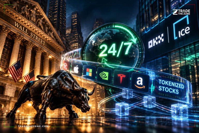 OKX وICE تمهدان لتداول الأسهم الأمريكية 24/7 عبر منصة مرمّزة